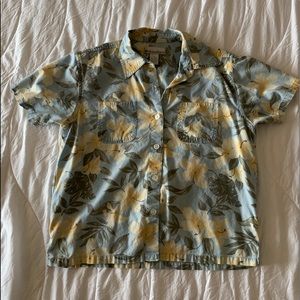 Vintage dress barn yellow floral Hawaiian shirt
